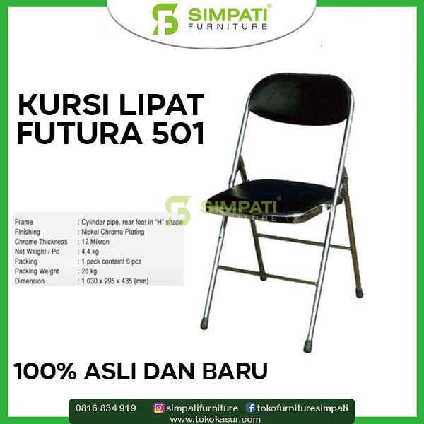 Futura 501 Warna hitam / merah Kursi Lipat - Hitam